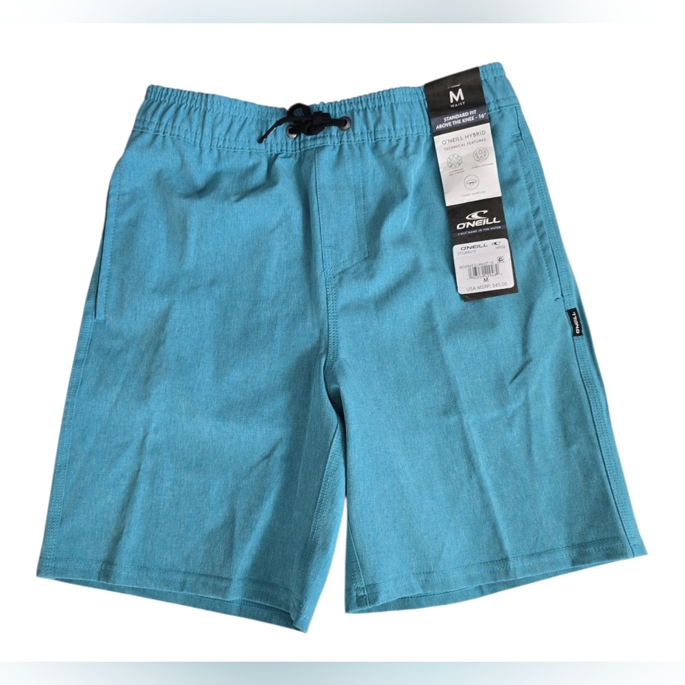 NWT O'Neill Reserve E-Waist 16" Hybrid Shorts Boy's M in Heather Pagoda Blue